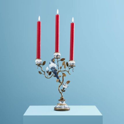 CANDLEHOLDER PARROT BLUE-WHITE