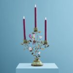CANDLEHOLDER PARROT GREEN-GOLD