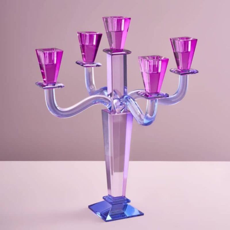 CRYSTAL CANDELABRUM 5-ARM PURPLE
