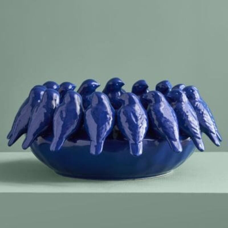 BOWL WITH BIRDS BLUE