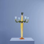 CANDLE HOLDER FANCY CRYSTAL 5-FLAME GLASS YELLOW