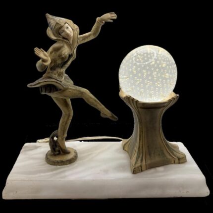 RARE 1920S ART DECO PIXIE HARLEQUIN DANCER LAMP