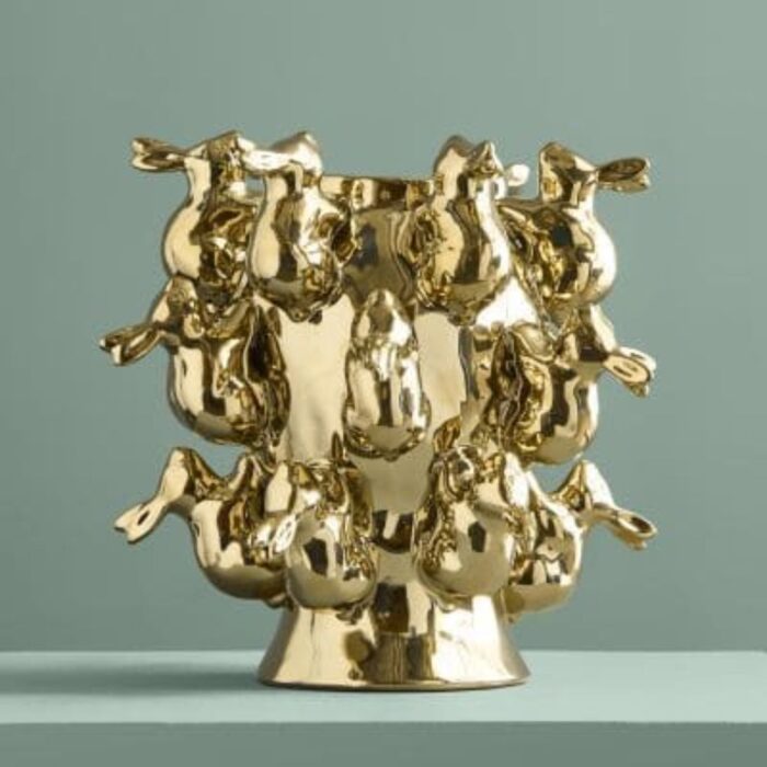 VASE WITH RABBITS GOLD
