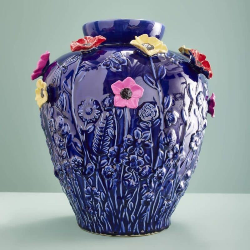 VASE WITH FLOWERS PRIMAVERA BLUE