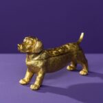 DECORATIVE BOX DOG DACHSHUND GOLD
