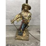 BRONZE LAMP FIGURE SWASHBUCKLER MUSKETEER ARMOR CRAFTSMEN