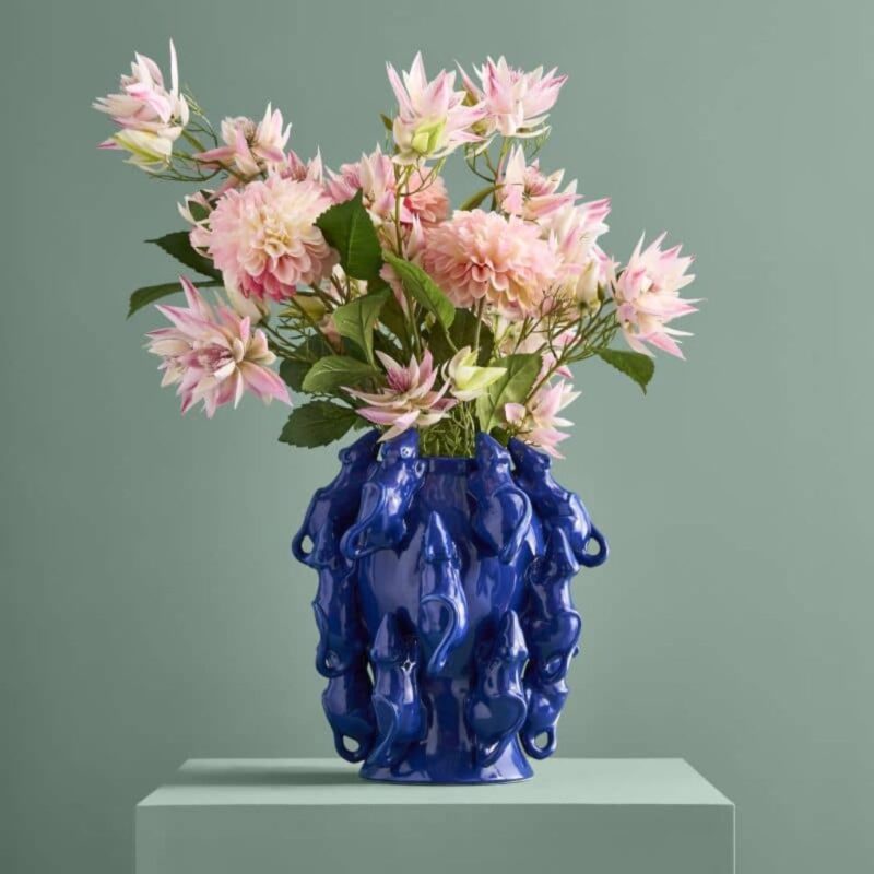 VASE WITH MICE MOUSE BLUE