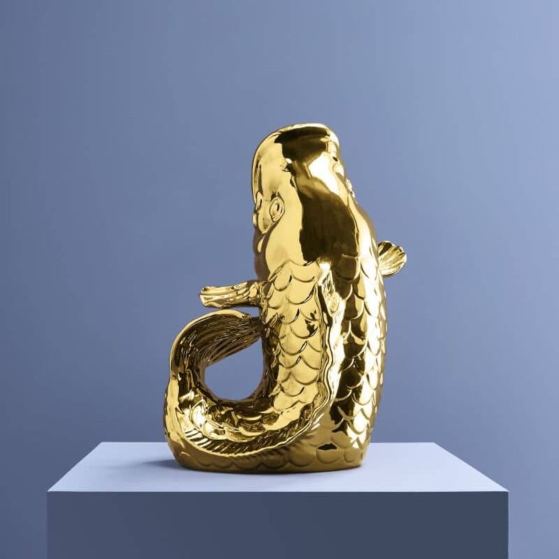 XXL VASE FISH BLUBB GLOSSY GOLD