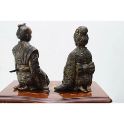 PAIR BRONZE JAPANESSE STATUES