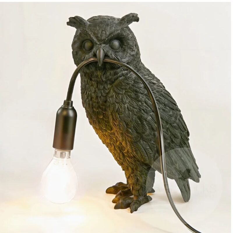 UNIQUE OWL LAMP BIRD DECOR ANIMAL LIGHT RESIN
