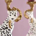 SET OF 2 CANDLEHOLDERS LEOPARD HAND-PAINTED