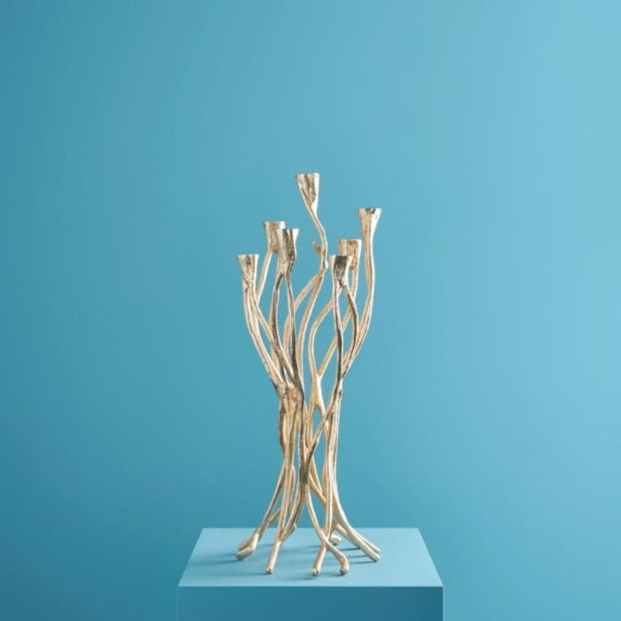 CANDLESTICK ROOTS GOLD ALUMINUM HANDMADE