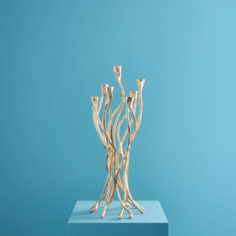 CANDLESTICK ROOTS GOLD ALUMINUM HANDMADE