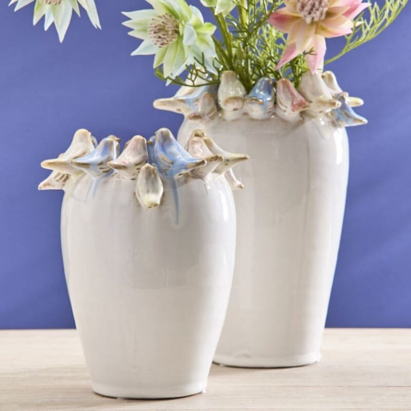 VASE WITH BIRDS S WHITE