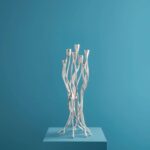 CANDLESTICK ROOTS SILVER ALUMINUM HANDMADE