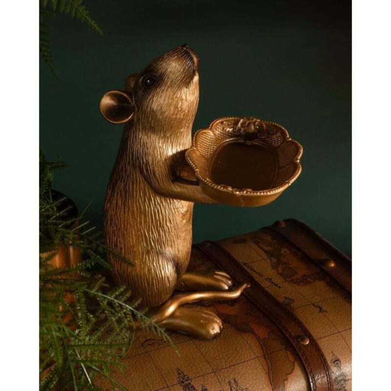 DECORATIVE FIGURINE RAT RUDI RATTE GOLD