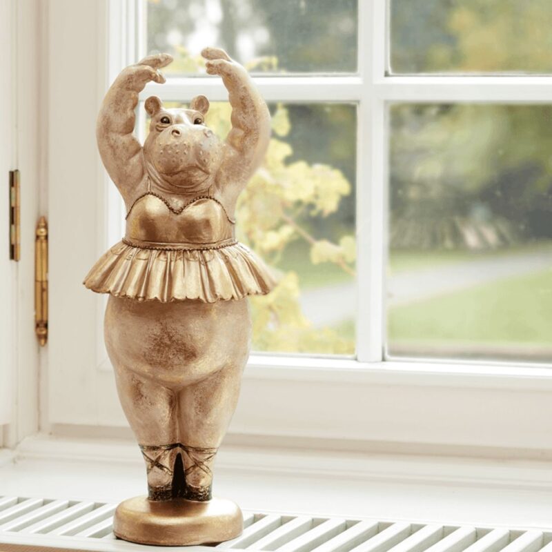 DECORATIVE FIGURINE HIPPOPOTAMUS BALLERINA GOLD