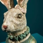 DECORATIVE FIGURINE RABBIT HEIDILEIN TURQUOISE-CREAM-GOLD