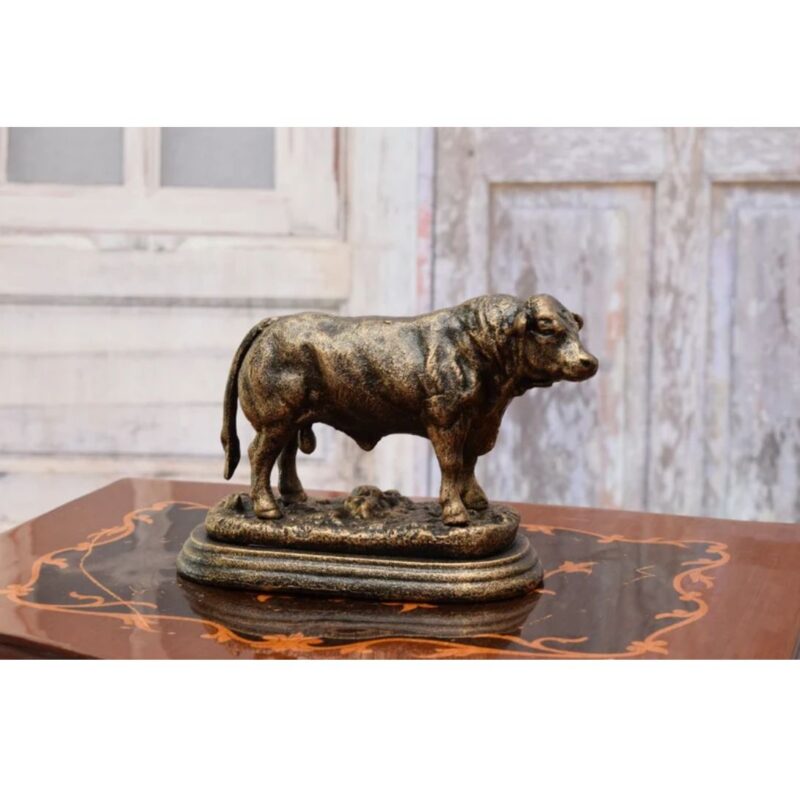 COW BULL CAST IRON SCULPTURE FIGURE