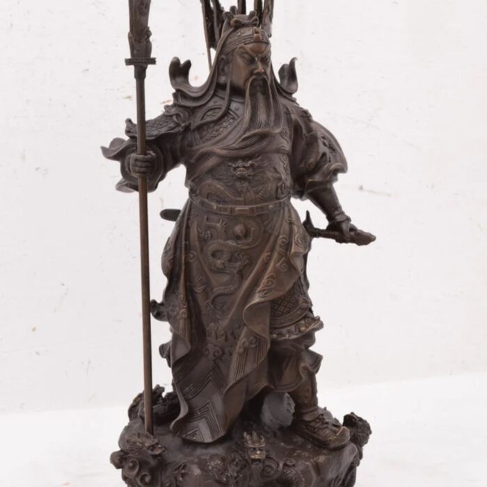 REALISTIC GENERAL GUAN YU CHINESE GOD OF WAR BRONZE SCULPTURE