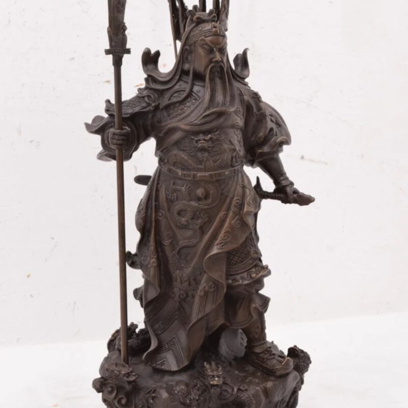 REALISTIC GENERAL GUAN YU CHINESE GOD OF WAR BRONZE SCULPTURE