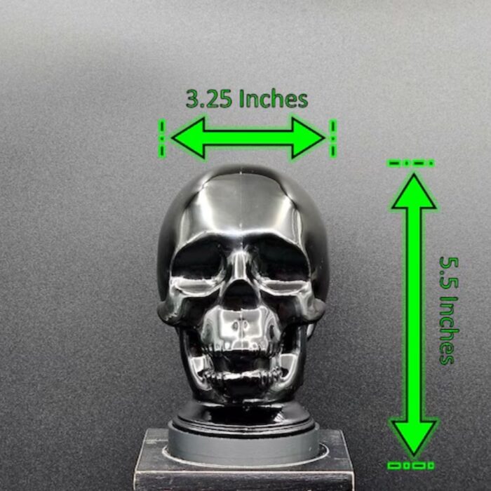 BLACK GLASS SKULL LIGHT COVER WITH CUSTOM 3D PRINTED BASE
