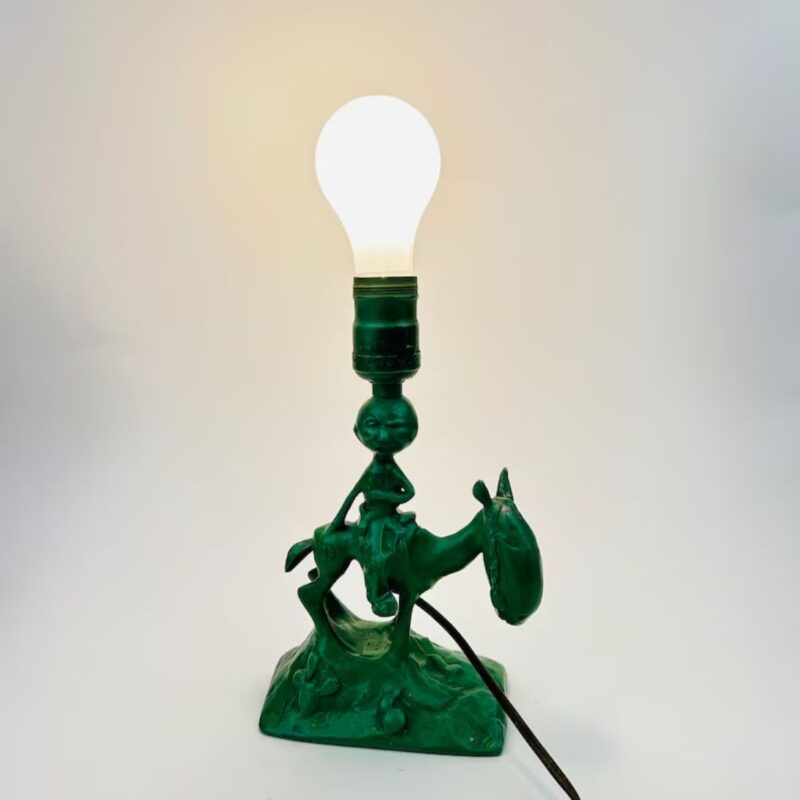 ANTIQUE ART DECO FRANKART NUART GAUCHO CAST METAL COWBOY LAMP