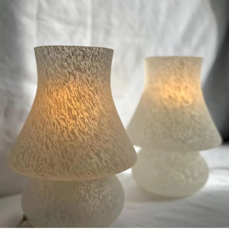 2 OPAL ONE GLASS MUSHROOM LAMPS