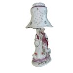 VINTAGE VICTORIAN PORCELAIN TABLE LAMP WHITE PINK