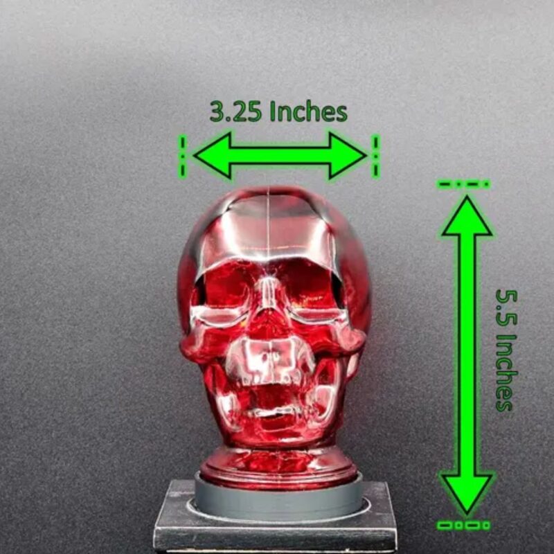 RED GLASS SKULL LIGHT COVER WITH CUSTOM 3D PRINTED BASE