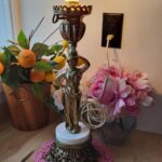 VINTAGE ART NOUVEAU RENAISSANCE LADY GODDESS LAMP BRASS