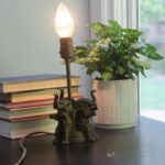 ANTIQUE POT METAL ELEPHANT LAMP