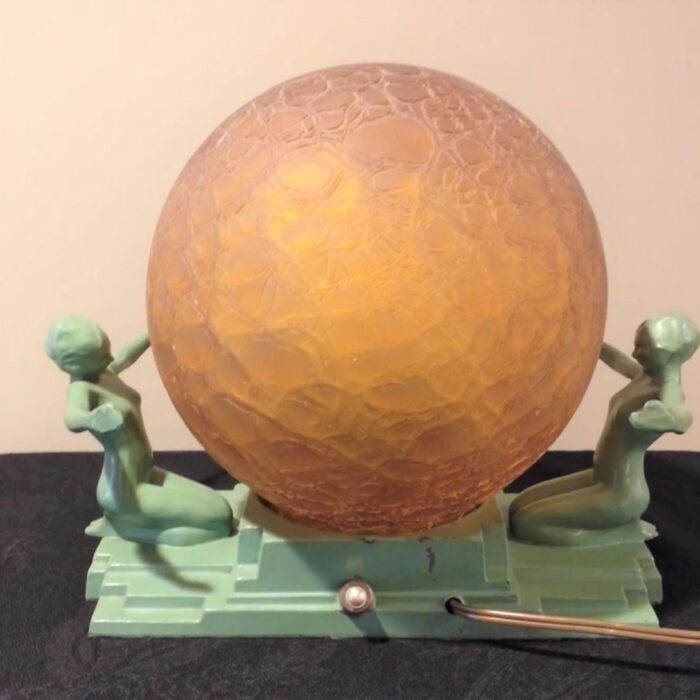 FRANKART ART DECO EMBRACING NYMPHS ACCENT LAMP