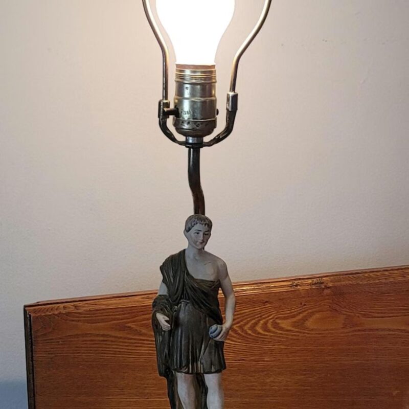 ART NOUVEAU SPELTER FIGURAL LAMP