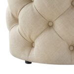 TUFTED ROUND LEATHER OTTOMAN SET OF TWO
