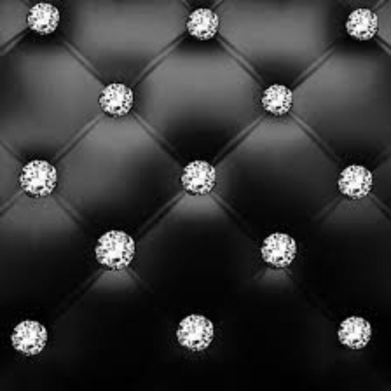 CRYSTAL BUTTON TUFTED LEATHER OTTOMAN