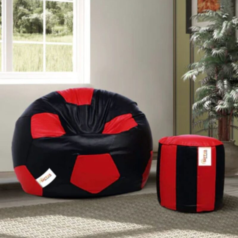 SET OF FOOTBALL BEAN BAG WITH STOOL