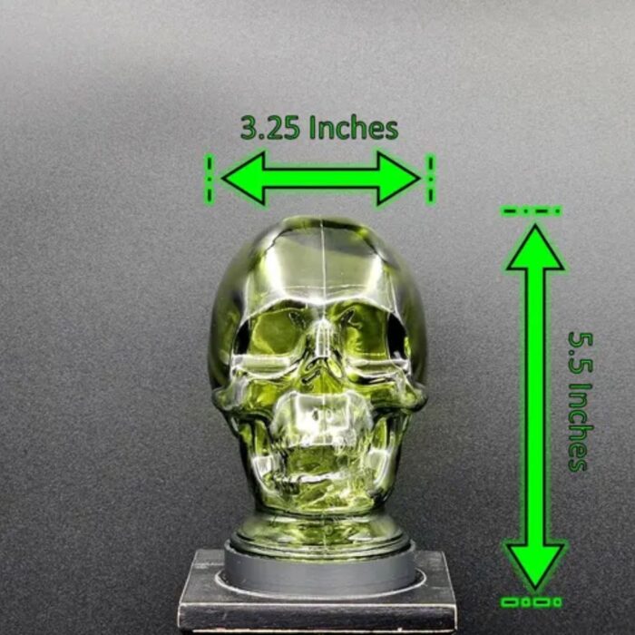 GREEN GLASS SKULL LIGHT COVER WITH CUSTOM 3D PRINTED BASE