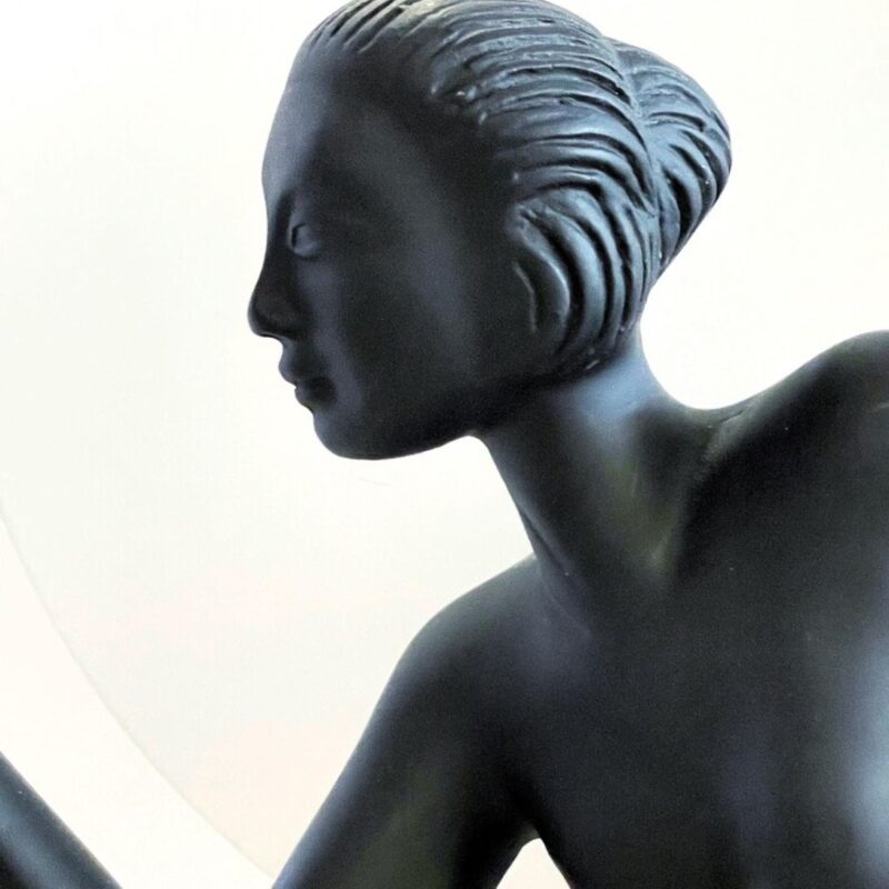 ART DECO FRANK ART STYLE DANCING WOMAN HOLDING A SPHERE