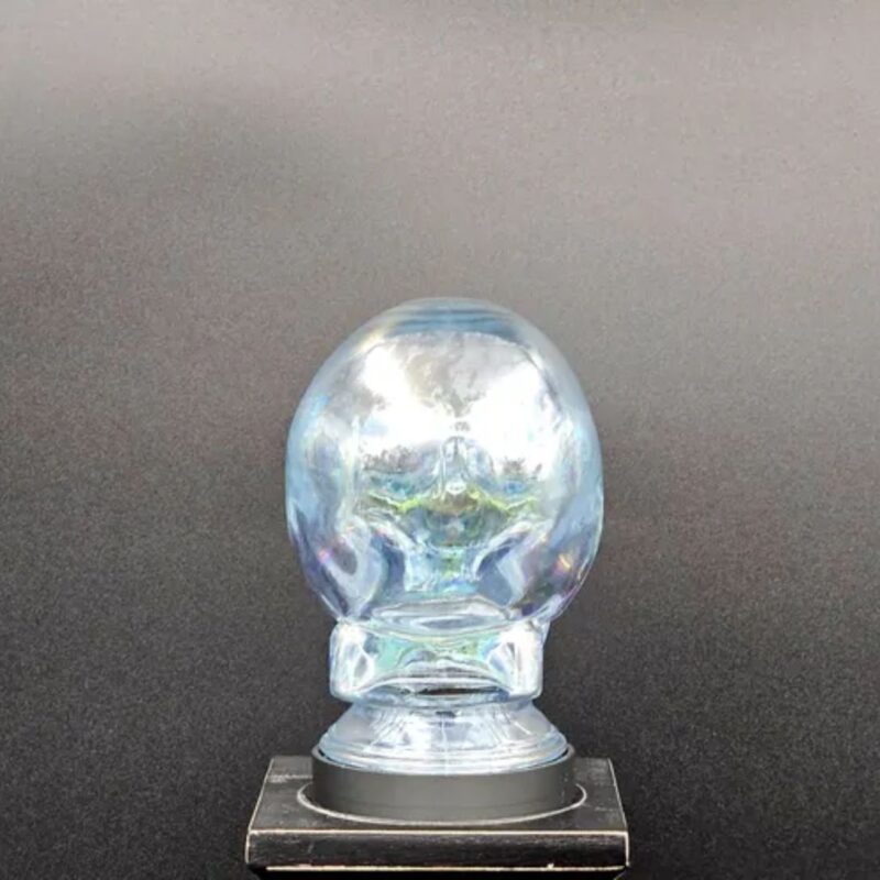 IRIDESCENT CLEAR GLASS SKULL LIGHT COVER WITH CUSTOM 3D PRINTED BASE
