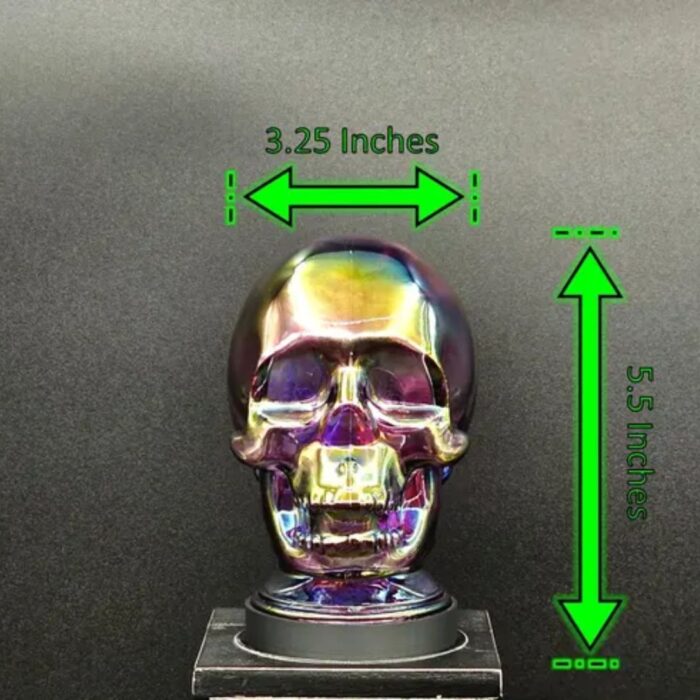 IRIDESCENT PURPLE GLASS SKULL LIGHT COVER WITH CUSTOM 3D PRINTED BASE