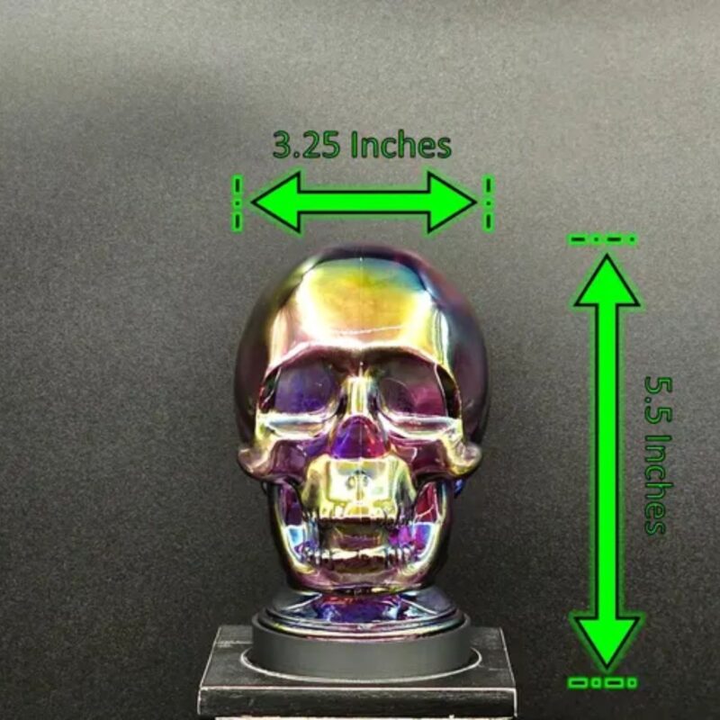 IRIDESCENT PURPLE GLASS SKULL LIGHT COVER WITH CUSTOM 3D PRINTED BASE