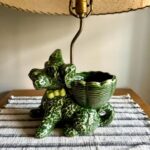 VINTAGE GREEN CERAMIC SCOTTY DOG LAMP