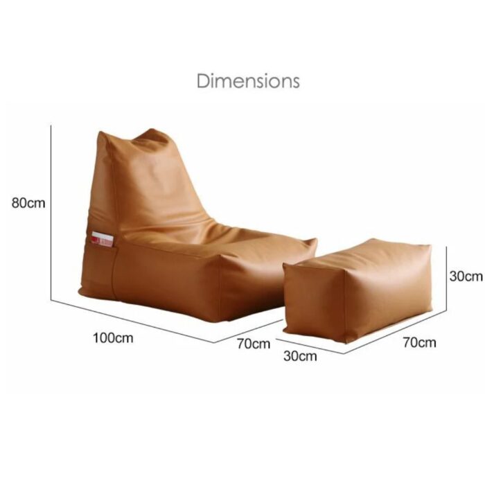 POKO FAUX LEATHER BEAN BAG CHAIR WITH FOOT STOOL