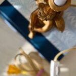 SMALL VINTAGE GILDED SITTING CHERUB CUPID LAMP