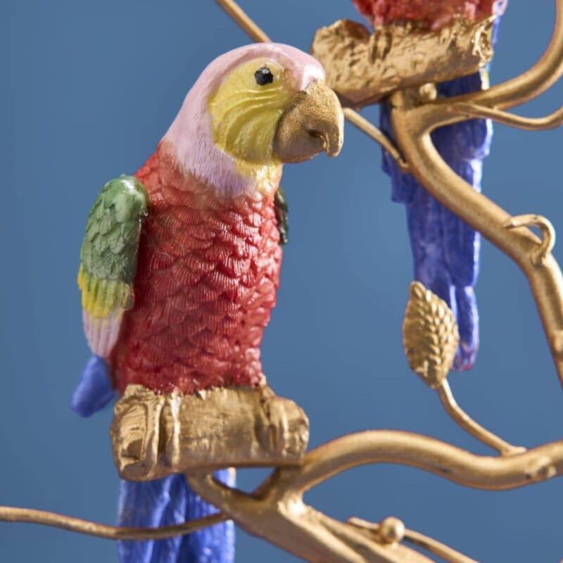 CANDLEHOLDER PARROT RED-GOLD