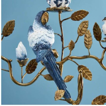 CANDLEHOLDER PARROT BLUE-WHITE