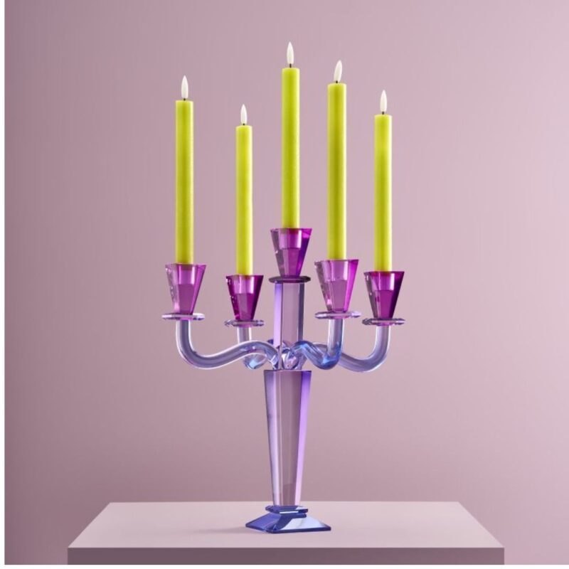 CRYSTAL CANDELABRUM 5-ARM PURPLE