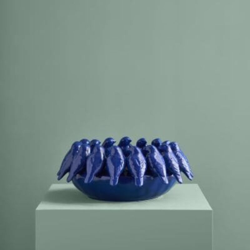 BOWL WITH BIRDS BLUE