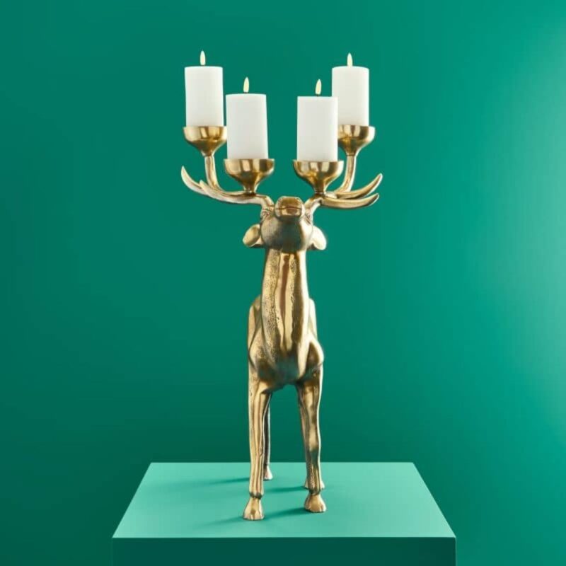 CANDLESTICK DEER GOLD ALUMINUM